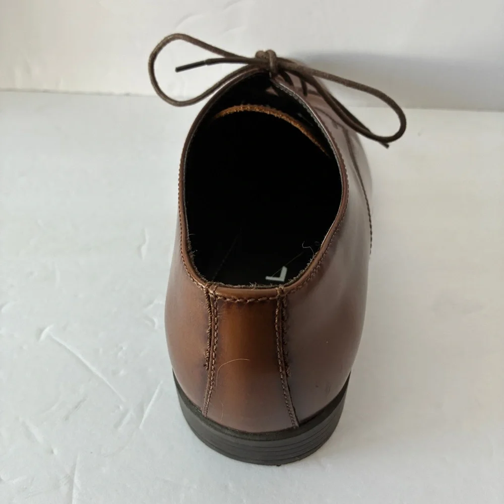 The Rail Stark Cap Toe Derby Oxford Men's Brown Leather Dress Shoes Size 41 US 8